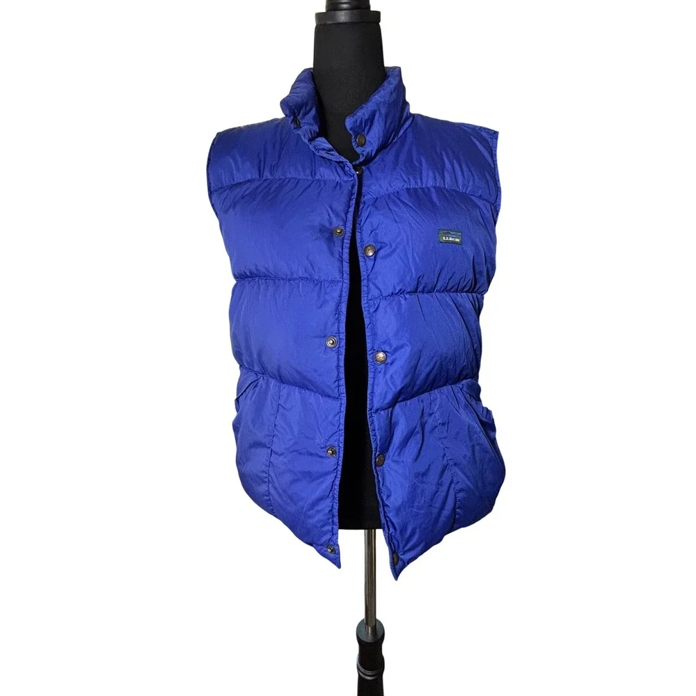 LL Bean Kids Goose Down‎ Puffer Vest Blue XL (18-20) Full Zip Sleeveless